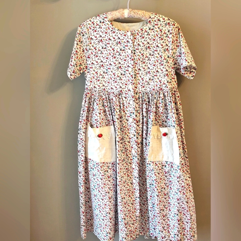 Sarah Louise Girls Floral Pocket Dress